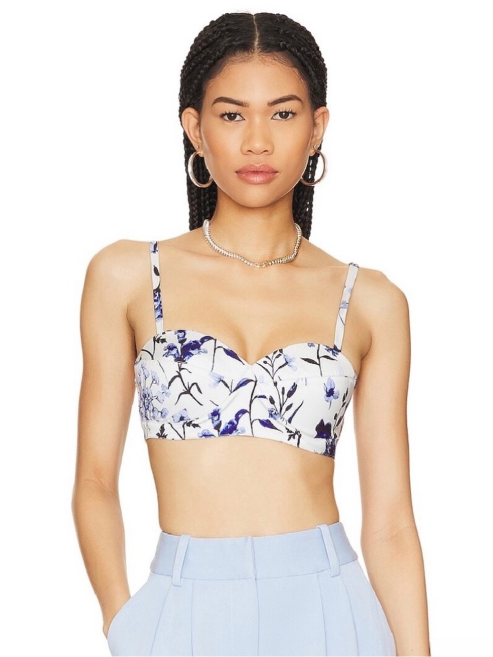 FAVORITE DAUGHTER REVOLVE FLORAL PRINT SATIN BRA TOP